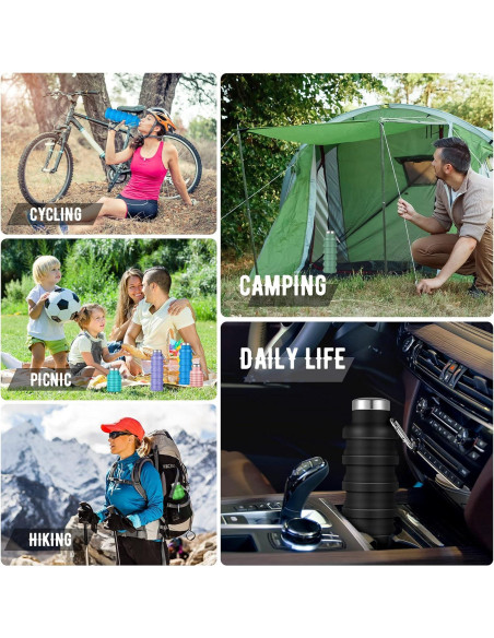 8 Botellas de Agua Plegables Lallisa 500 ml Silicona Multicolor