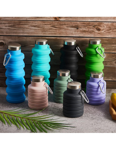 8 Botellas de Agua Plegables Lallisa 500 ml Silicona Multicolor