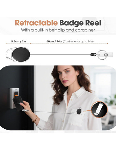 Soporte de Identificación Retráctil ELV con Billetera RFID Negra