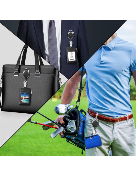 Soporte de Identificación Retráctil ELV con Billetera RFID Negra