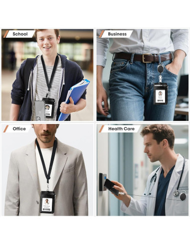 Soporte de Identificación Retráctil ELV con Billetera RFID Negra