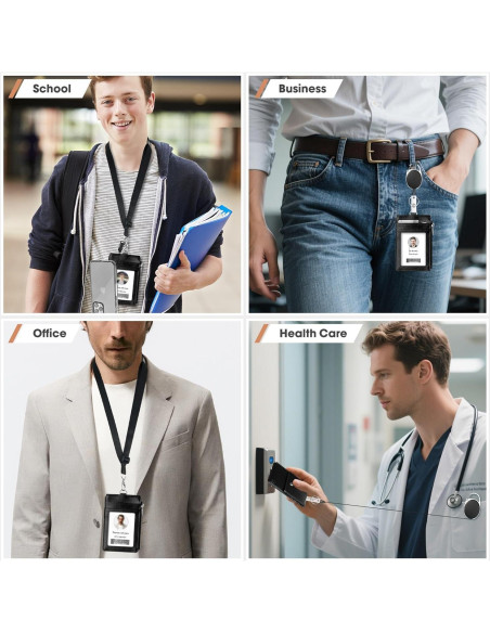 Soporte de Identificación Retráctil ELV con Billetera RFID Negra