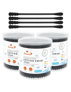 Hisopos de Algodón Orgánico HOMEFOX - 600 Cuentos Negros