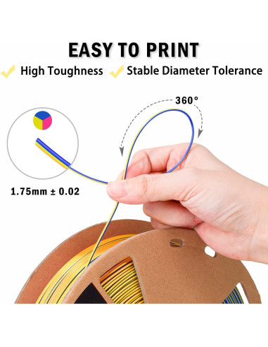 Filamento PLA 1.75mm OVV3D Tri-color Seda 1kg