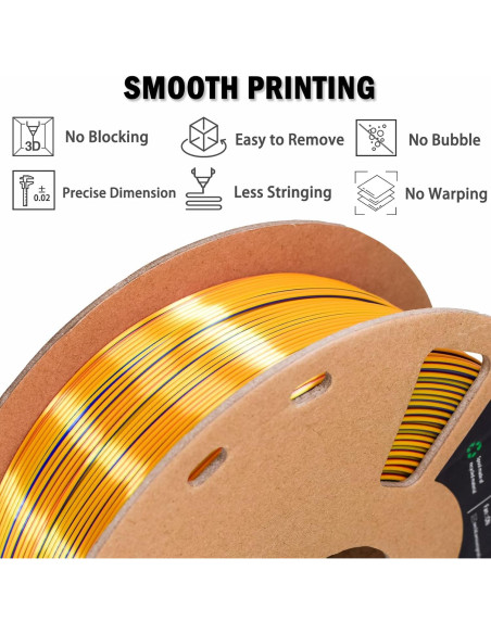 Filamento PLA 1.75mm OVV3D Tri-color Seda 1kg