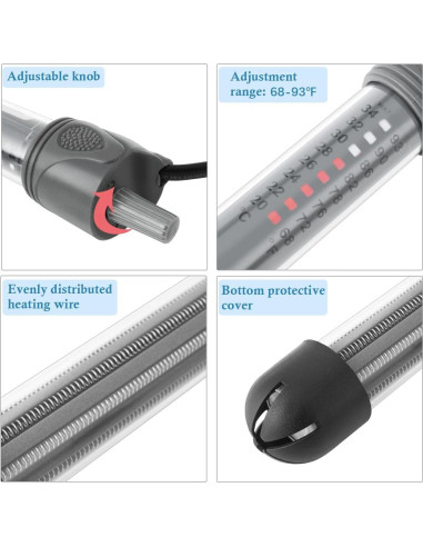 Calentador de Acuario HITOP 50W Ajustable 20-34C Vidrio Engrosado