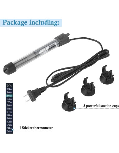 Calentador de Acuario HITOP 50W Ajustable 20-34C Vidrio Engrosado