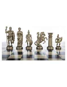 Set de Piezas de Ajedrez Plástico Legión Romana 9,6 cm Negro/Dorado