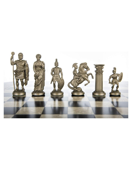 Set de Piezas de Ajedrez Plástico Legión Romana 9,6 cm Negro/Dorado