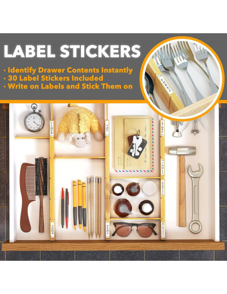 Divisores de Cajones Ajustables SpaceAid de Bambú 6 Piezas