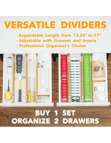 Divisores de Cajones Ajustables SpaceAid de Bambú 6 Piezas