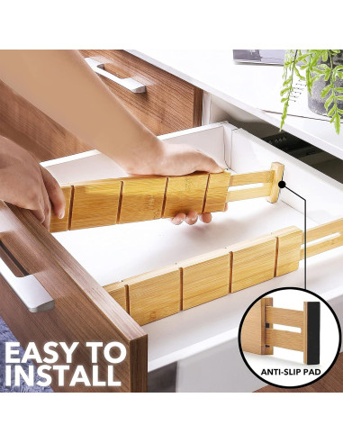 Divisores de Cajones Ajustables SpaceAid de Bambú 6 Piezas