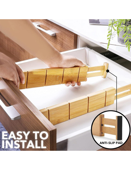 Divisores de Cajones Ajustables SpaceAid de Bambú 6 Piezas