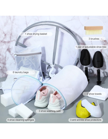 Kit de Lavado de Zapatos 24 Piezas FoldTier - Bolsas y Cepillos