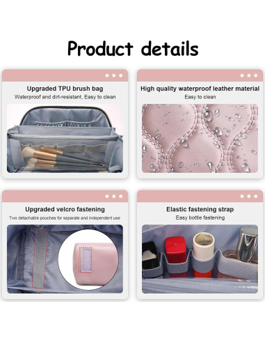 Set de 3 Bolsas de Maquillaje BOYATU Rosa - Organizador Impermeable