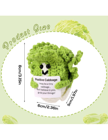 Muñeca de Repollo Tejida BOXOB 8cm con Mensaje de Aliento