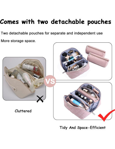 Set de 3 Bolsas de Maquillaje BOYATU Rosa - Organizador Impermeable