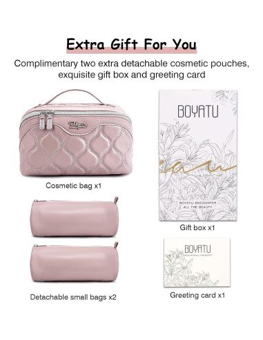 Set de 3 Bolsas de Maquillaje BOYATU Rosa - Organizador Impermeable