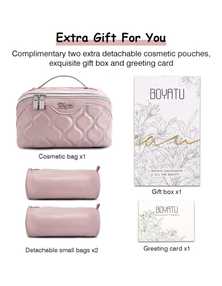 Set de 3 Bolsas de Maquillaje BOYATU Rosa - Organizador Impermeable