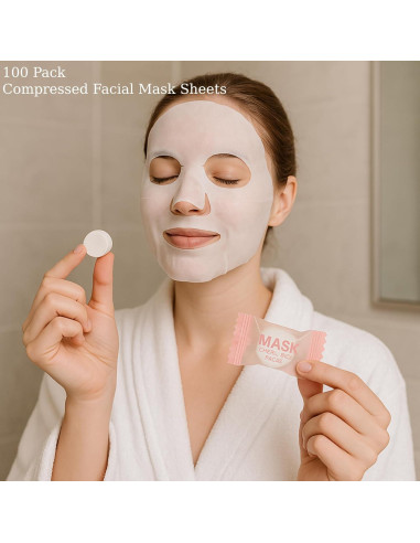 100 Máscaras Faciales Comprimidas Sonew de Algodón Puro