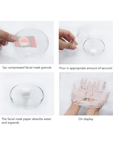 100 Máscaras Faciales Comprimidas Sonew de Algodón Puro