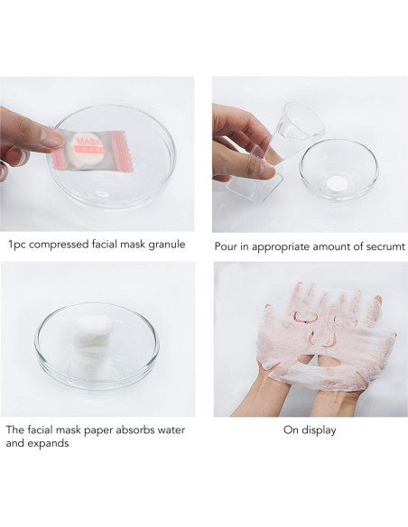 100 Máscaras Faciales Comprimidas Sonew de Algodón Puro