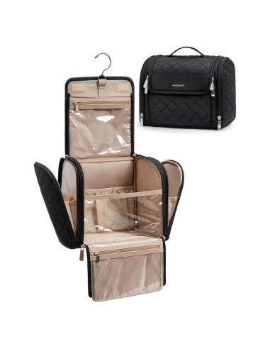 BAGSMART Bolsa de Maquillaje Colgante Grande Negra - Organizador de Viaje