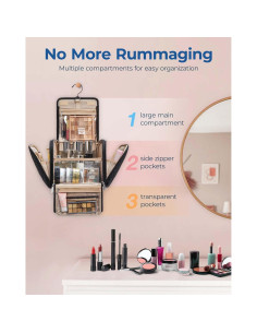 BAGSMART Bolsa de Maquillaje Colgante Grande Negra - Organizador de Viaje 2