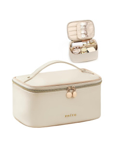 Bolsa de Maquillaje Prite Beige, Organizador Impermeable 24x16.5cm