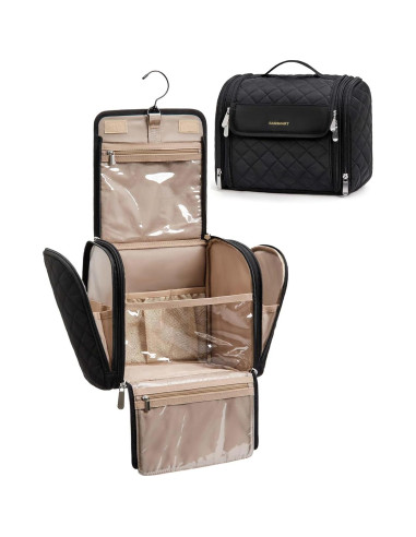 BAGSMART Bolsa de Maquillaje Colgante Grande Negra - Organizador de Viaje