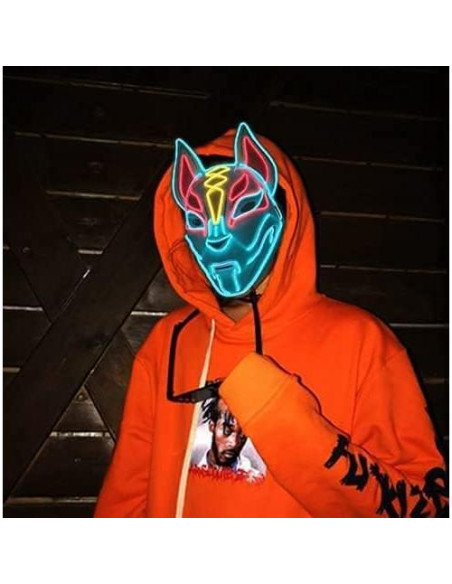 Máscara LED Zorro Fortnite Drift - Cosplay Brillante 17cm