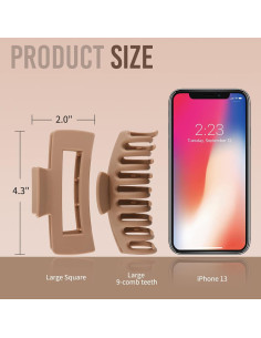 Pinzas para el cabello LuSeren grandes 11x4.7x5 cm colores neutros 2