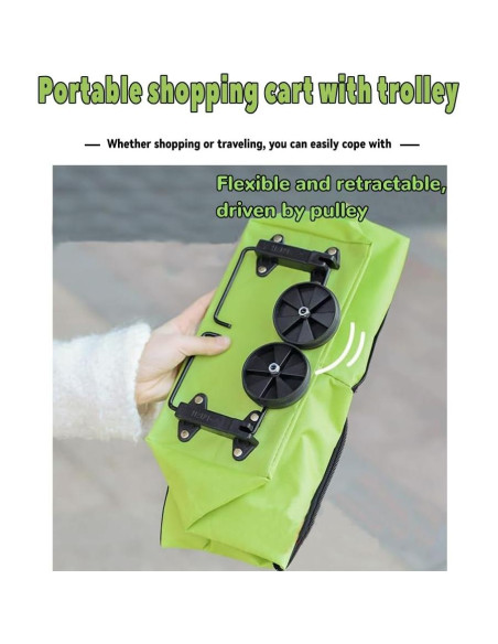Bolsa de Carrito Plegable ULAKLU Verde con Ruedas 52 cm