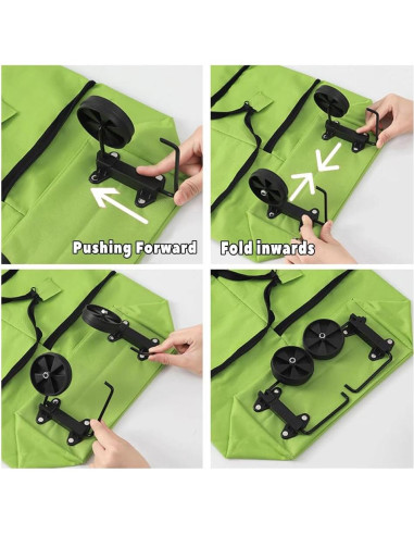 Bolsa de Carrito Plegable ULAKLU Verde con Ruedas 52 cm