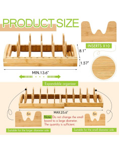 Organizador Expandible de Ollas y Sartenes Teenyyou 34.5-65 cm Madera 2