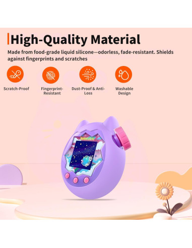 Funda Protectora de Silicona HUKWIMO para Tamagotchi Paradise Morado