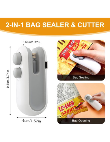 Mini Sello de Bolsa Recargable Agoname 2 en 1 Blanco