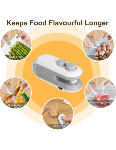 Mini Sello de Bolsa Recargable Agoname 2 en 1 Blanco