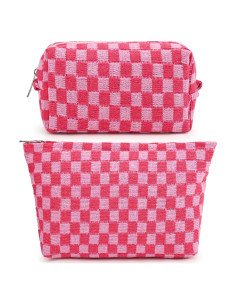 Bolsa de Maquillaje Grande SOIDRAM Cuadros Rosa 27.9x15.2 cm