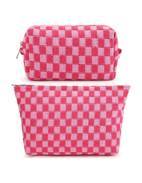 Bolsa de Maquillaje Grande SOIDRAM Cuadros Rosa 27.9x15.2 cm