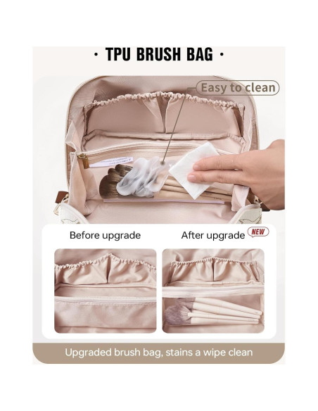 Bolsa de Maquillaje EACHY Beige Mediana Impermeable 23.6x10.4x10.9cm