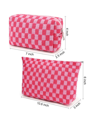 Bolsa de Maquillaje Grande SOIDRAM Cuadros Rosa 27.9x15.2 cm