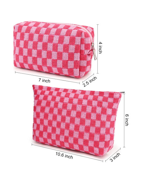 Bolsa de Maquillaje Grande SOIDRAM Cuadros Rosa 27.9x15.2 cm