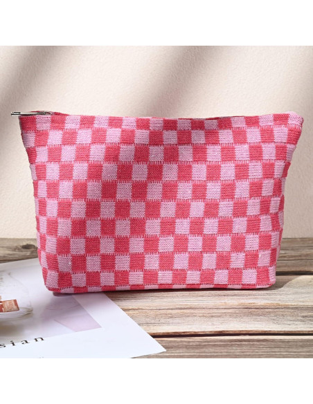 Bolsa de Maquillaje Grande SOIDRAM Cuadros Rosa 27.9x15.2 cm