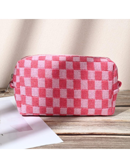 Bolsa de Maquillaje Grande SOIDRAM Cuadros Rosa 27.9x15.2 cm