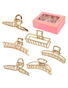 LUKACY 6 Clips de Pelo de Metal Dorados - 10 cm, Fuerte Sujeción