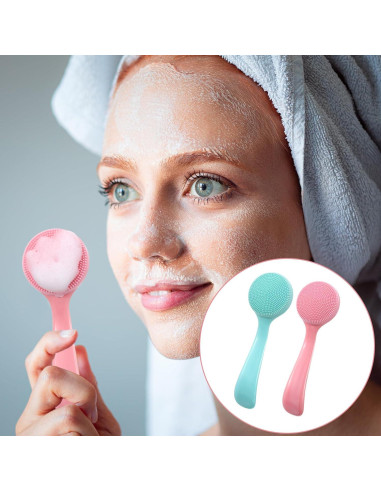 2 Cepillos Faciales de Silicona Ajcotahm para Limpieza de Piel