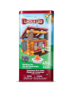 Cabaña de Aventura Lincoln Logs - 41 Piezas de Madera Real 2