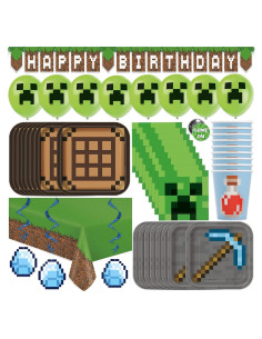 Kit de Fiesta de Cumpleaños Minecraft Unique para 16 Invitados