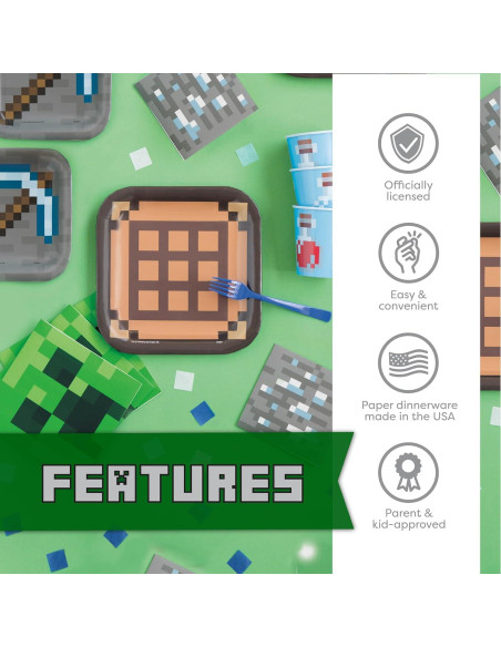 Kit de Fiesta de Cumpleaños Minecraft Unique para 16 Invitados